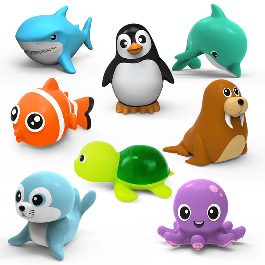 Colorful bath toy set from Sam's Toy World featuring sea animals for ages 2 and up, perfect for toys for in the bath