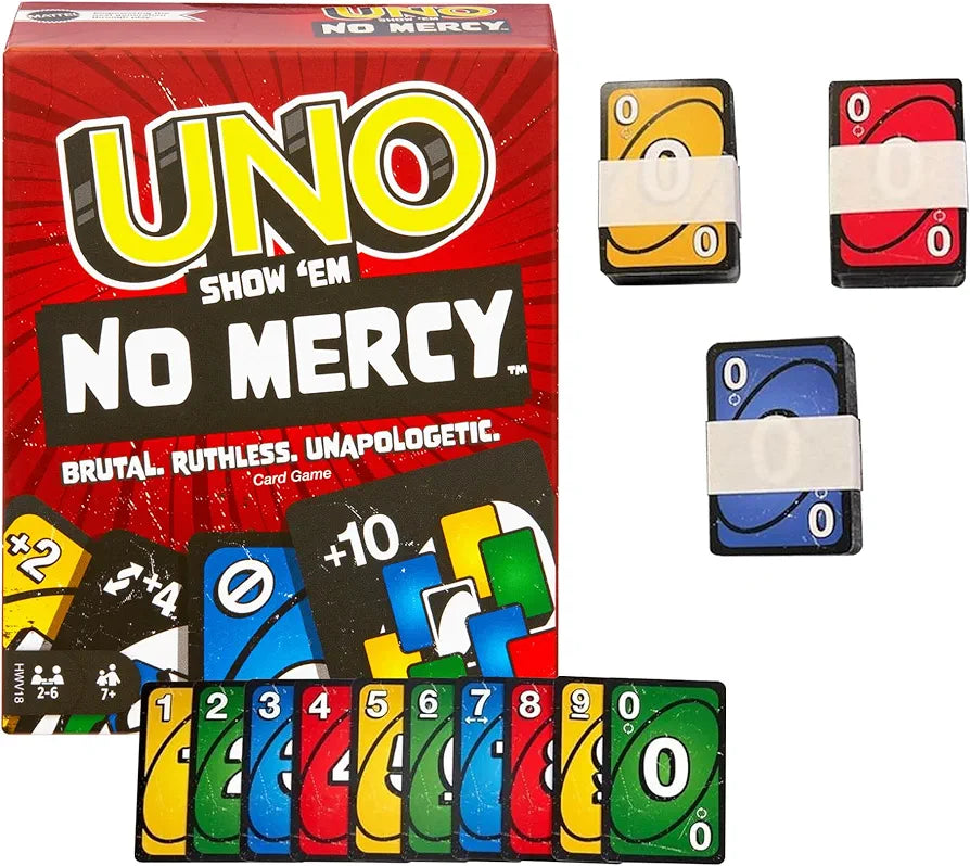 UNO Show 'EM No Mercy card game offer price in Ahmedabad with colorful playing cards and red game box