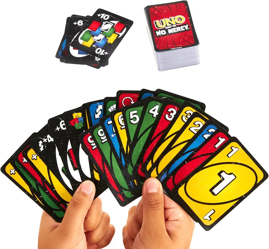 UNO Show EM No Mercy card game offer price in Ahmedabad with colorful playing cards in hands