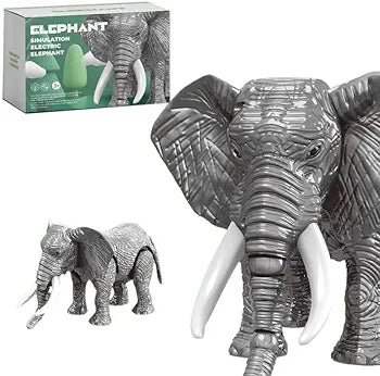 Misical lights realistic elephant toy for toddlers kids in grey with detailed design and packaging from samstoy.in