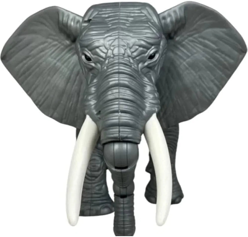 Misical lights realistic elephant toy for toddlers kids in gray with large ears and white tusks