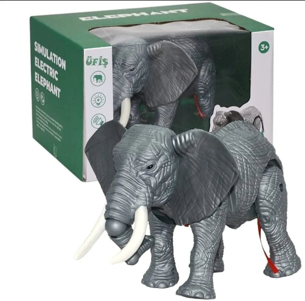 Misical lights realistic elephant toy for toddlers kids with simulation electric features in green packaging