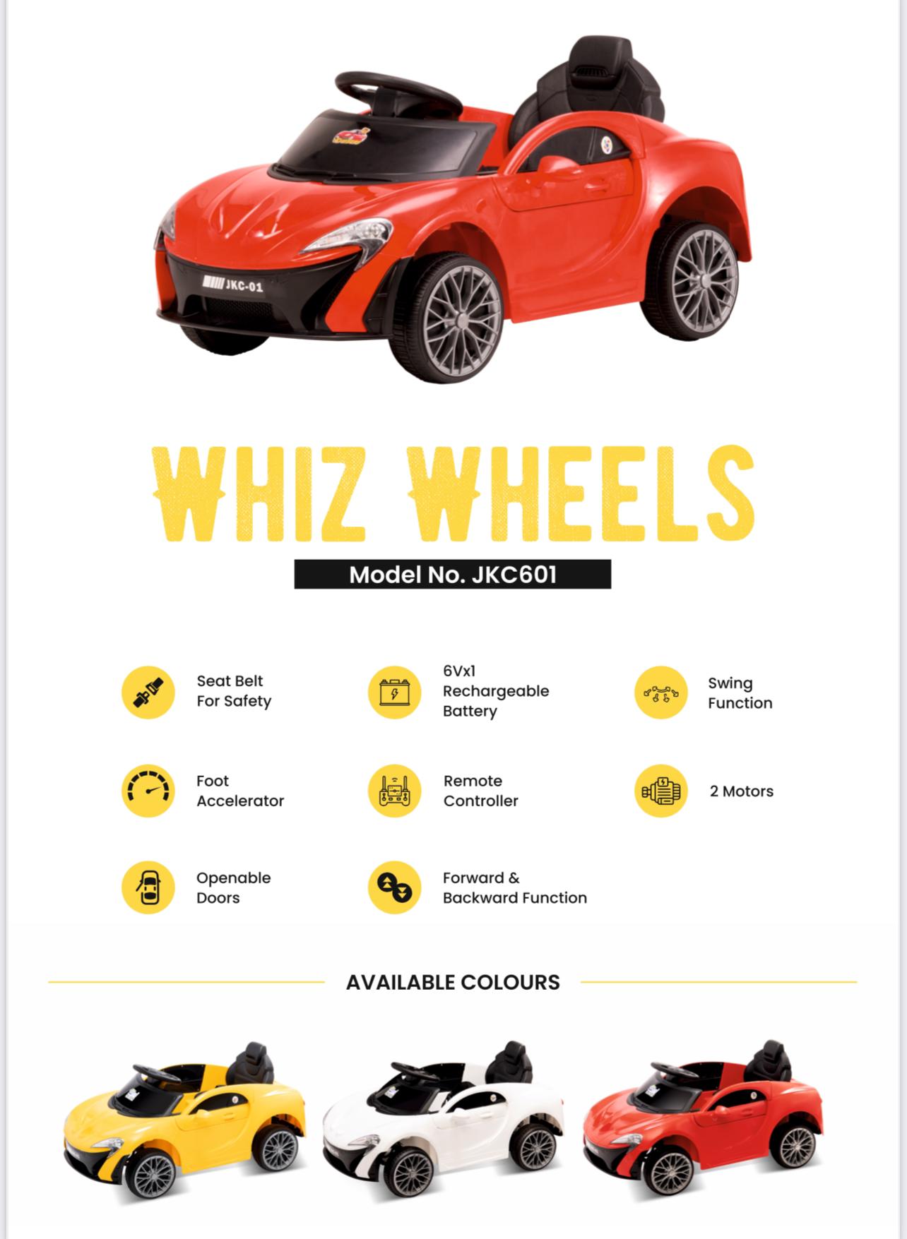 Red Whiz Wheels ride on car for toddlers 1 to 5 years below 5000 in Ahmedabad Gujarat with remote control and safety features