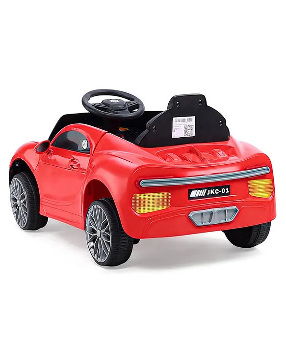 Red ride on car for toddlers 1 to 5 years below 5000 in Ahmedabad Gujarat with realistic design and steering wheel
