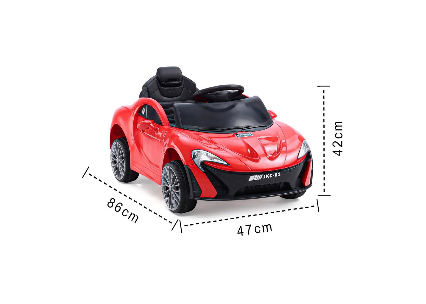 Red ride on car for toddlers 1 to 5 years below 5000 in Ahmedabad Gujarat with black seat and steering wheel