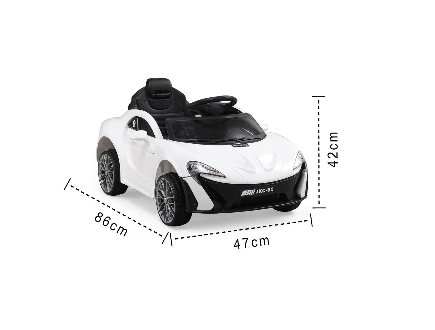 White electric ride on car for toddlers 1 to 5 years below 5000 in Ahmedabad Gujarat with black seat and realistic design