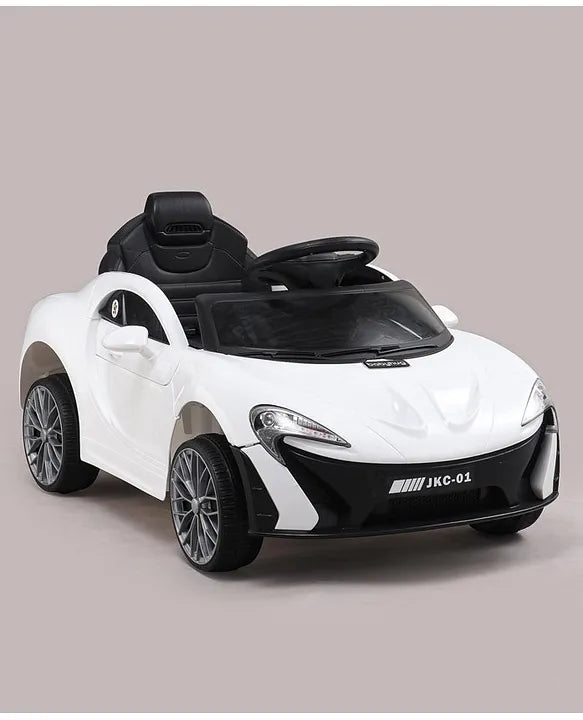 White ride on car for toddlers 1 to 5 years below 5000 in Ahmedabad Gujarat with black seat and realistic design