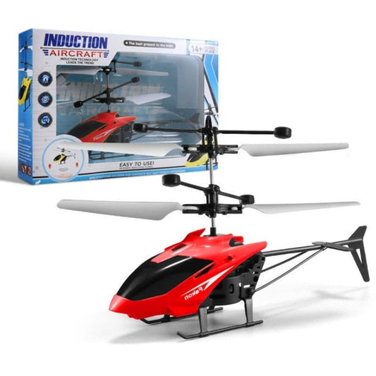 FLYING helicopter toy in red for kids aged 14 and up, from Sam's Toy World