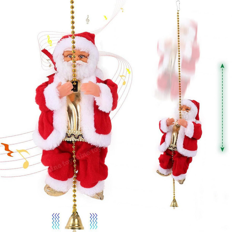 Climbing Santa claus with Music, Christmas Tree Pendant Ornament Novelty Climbing on Rope, X Mas Decoration | Sams Toy World Ahmedabad