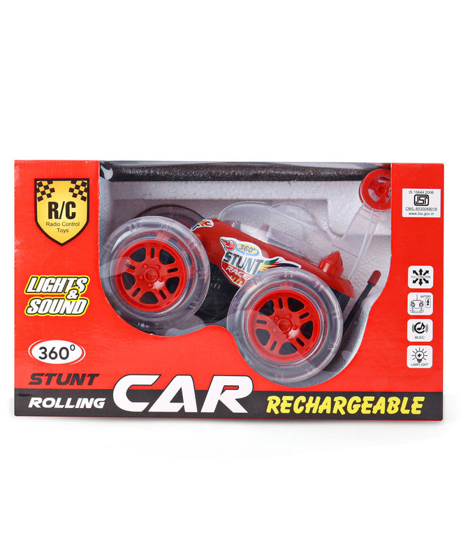 Remote Control Rechargable Acrobatic 360 Degree Twisting Stunt Car with Music & Lights and Charger for Kids | Sams Toy World Ahmedabad