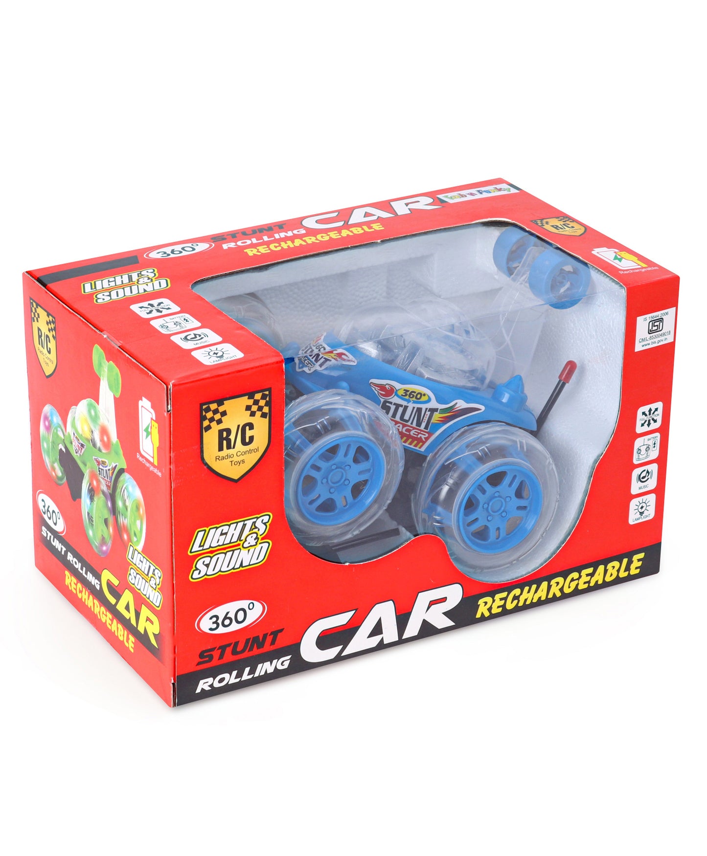 Remote Control Rechargable Acrobatic 360 Degree Twisting Stunt Car with Music & Lights and Charger for Kids | Sams Toy World Ahmedabad