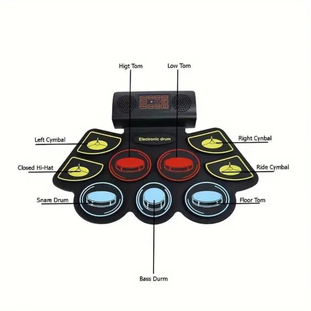 11-Pad Electronic Drum Set: Portable & Realistic (Silicone Pads) Sam's Toys samstoy.in