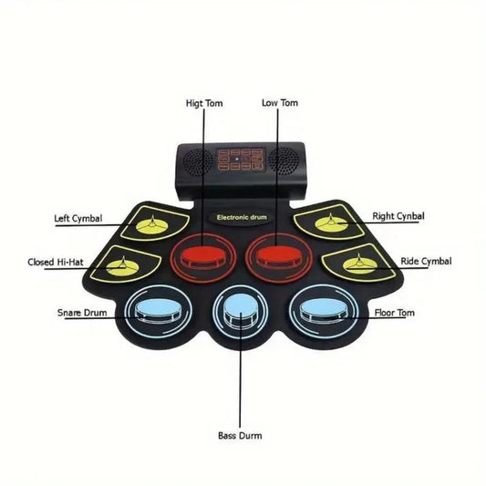 11-Pad Electronic Drum Set: Portable & Realistic (Silicone Pads) Sam's Toys samstoy.in