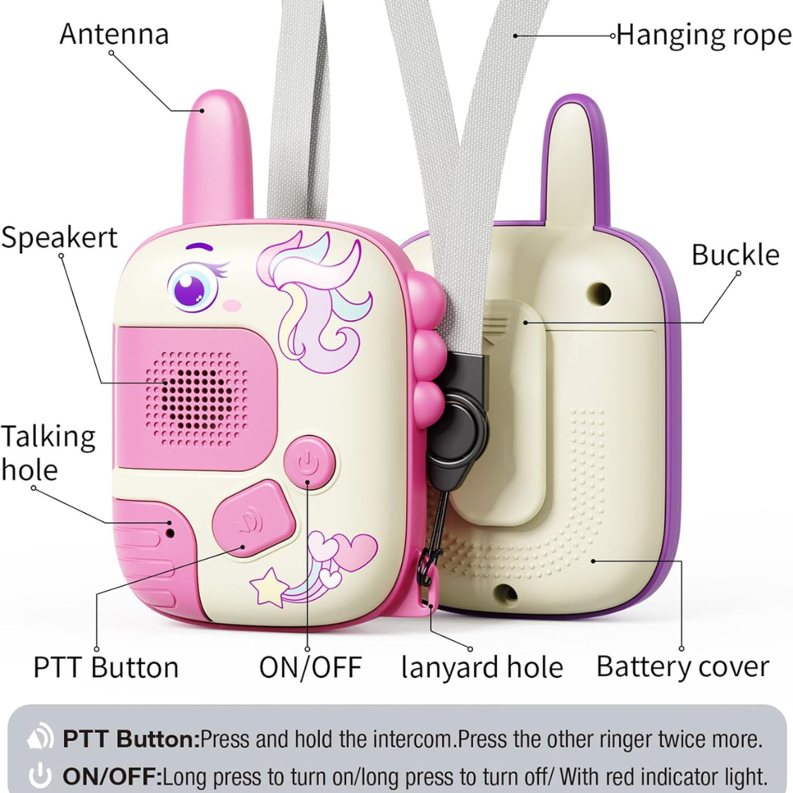 2 Pack Walkie Talkies For Girls Kids Ages 3-10 Birthday Gifts For Camping Outdoor Games Christmas Easter Holiday Toys