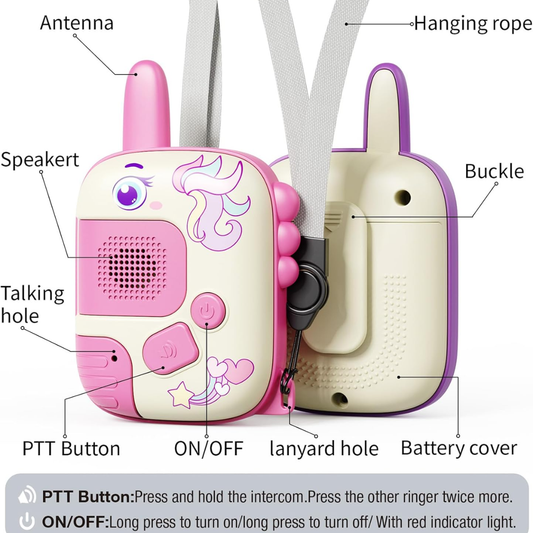 2 Pack Walkie Talkies For Girls Kids Ages 3-10 Birthday Gifts For Camping Outdoor Games Christmas Easter Holiday Toys