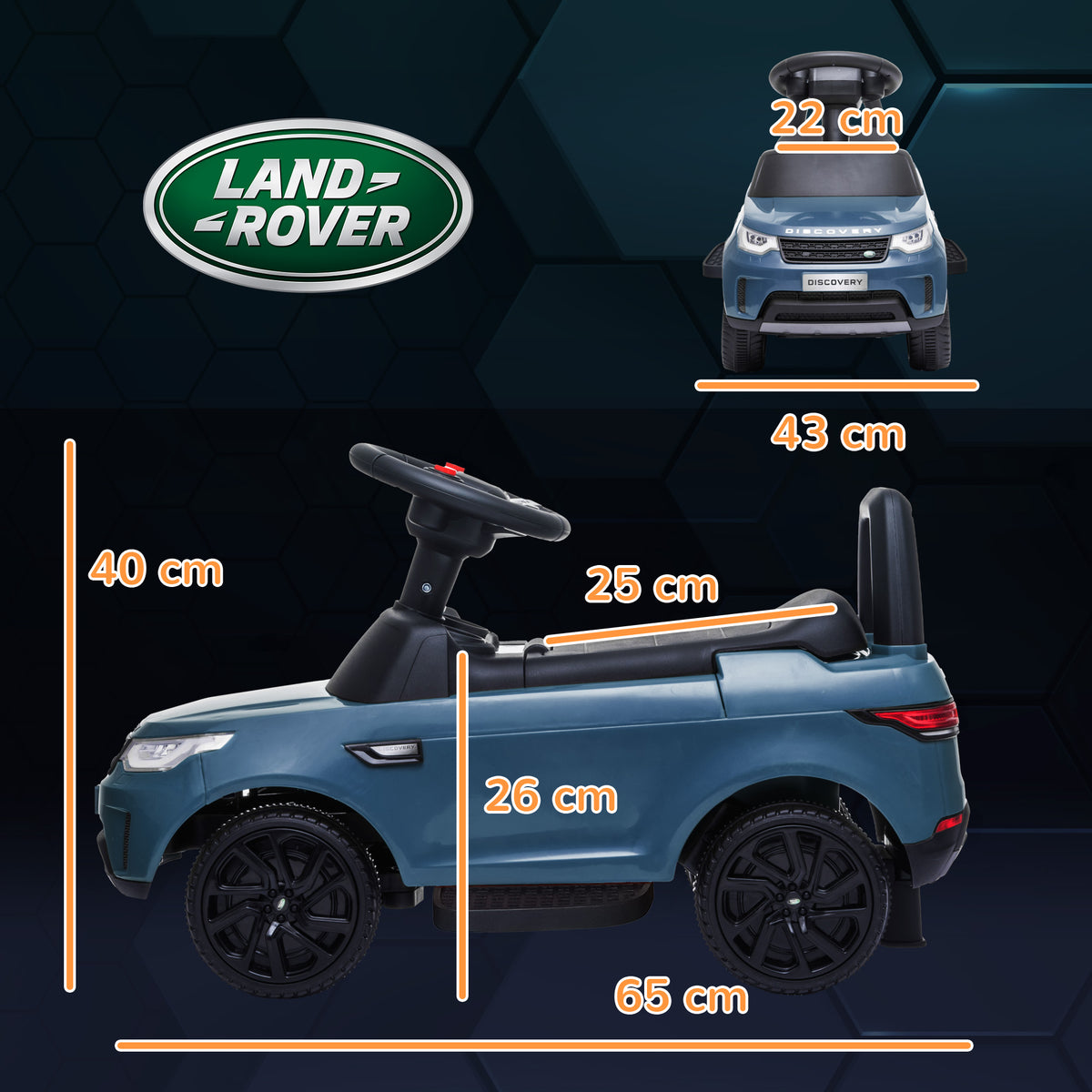 2-in-1 Land Rover Licensed 6V Kids Electric Ride On Car, Sliding Car W Headlights, Music, For 18-60 Months, Light Blue