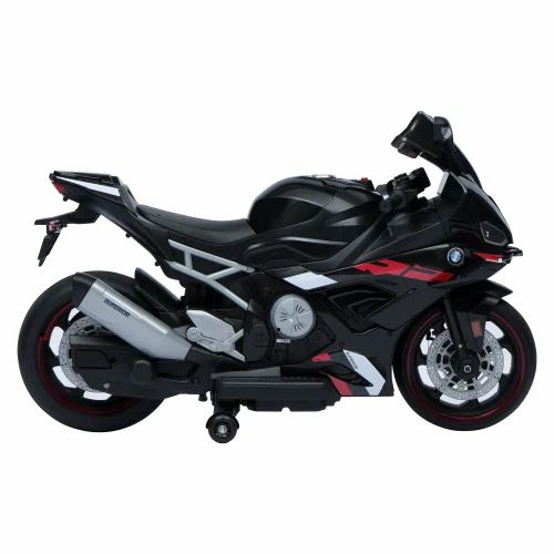 12V Kids Battery Operated Ride On BMW LFB-008 RR Bike in sleek black and red design for fun outdoor adventures