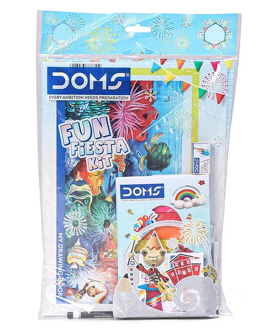 Doms fun fiesta Kit | Perfect Value Pack | Kit For School Essentials | Gifting Range For Kids | Combination of 7 Stationery Items | mrp ₹:100 | Sam's Toy Ahmedabad