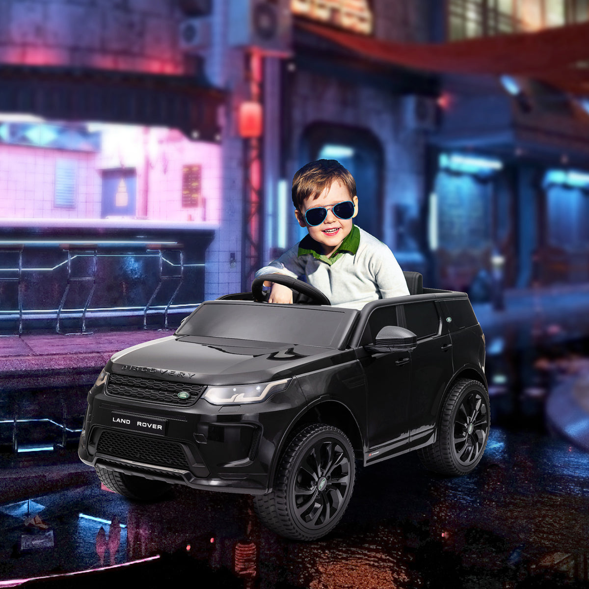 Licensed Land Rover Discovery Sport, 12V Kids Ride On Car W/ Remote Control, Lights, Music, Horn, For 3-6 Years, Black