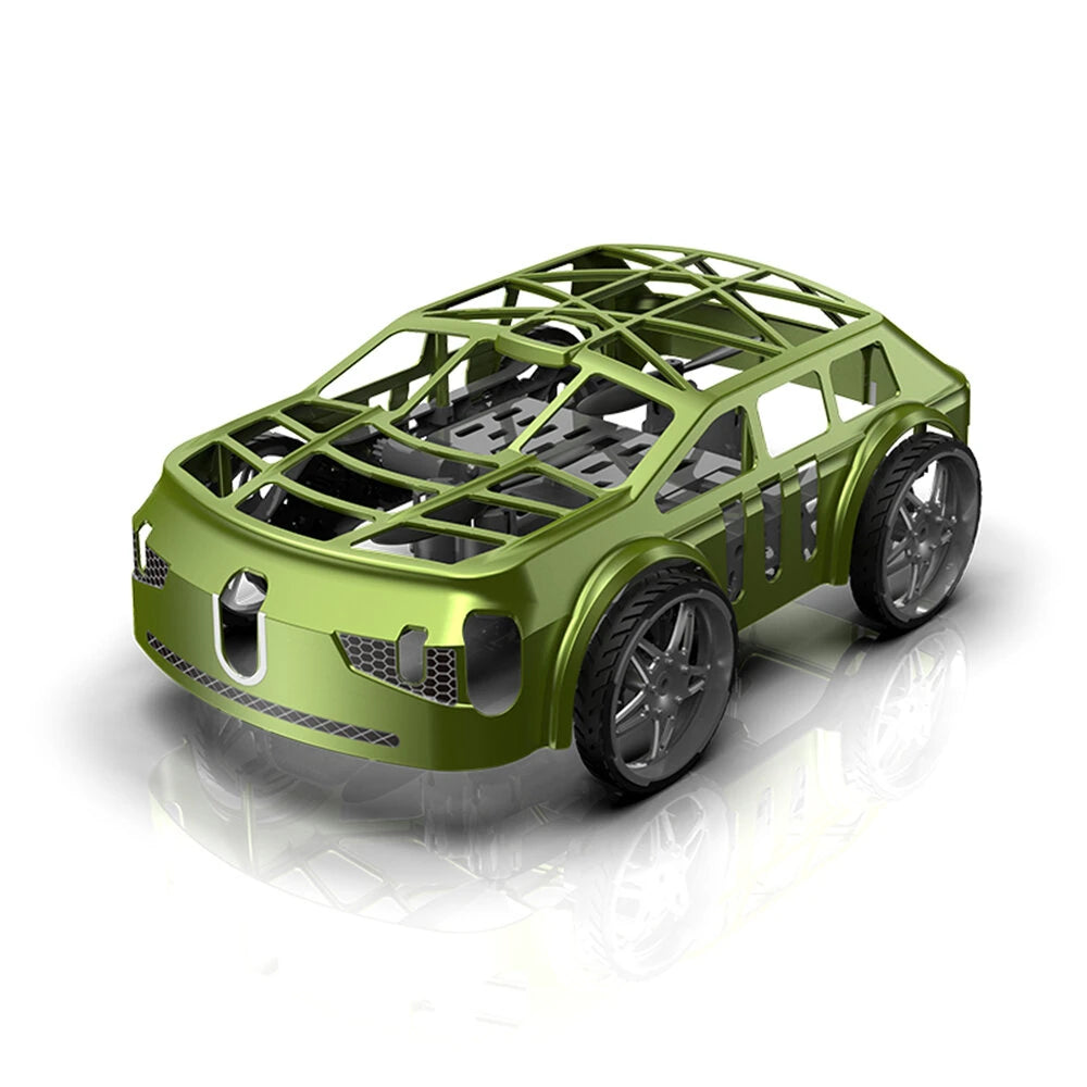 Green 2 in 1 remote control flying drone car for kids in Ahmedabad with a sturdy design and durable wheels