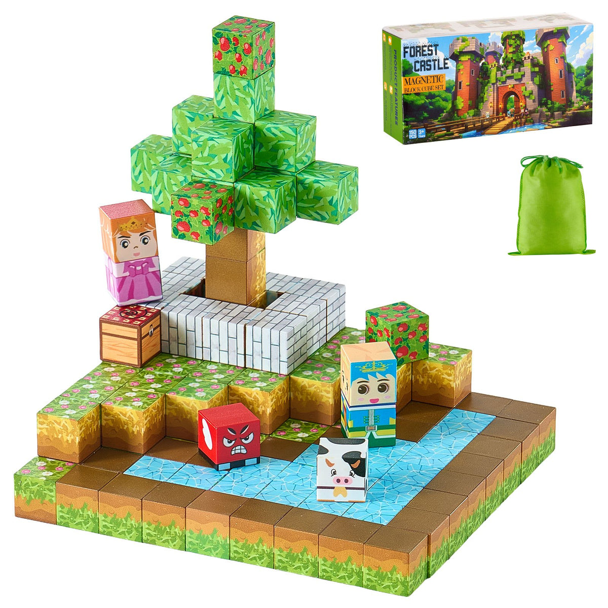 Minecraft Blocks, 100 PCS Magnet Blocks Set, Magnetic Building Cubes For Kids, STEM Montessori Sensory Toys For Christmas Birthday Gift, Construction Stacking Toy For Ages 3 And  Years Old Boys & Girls