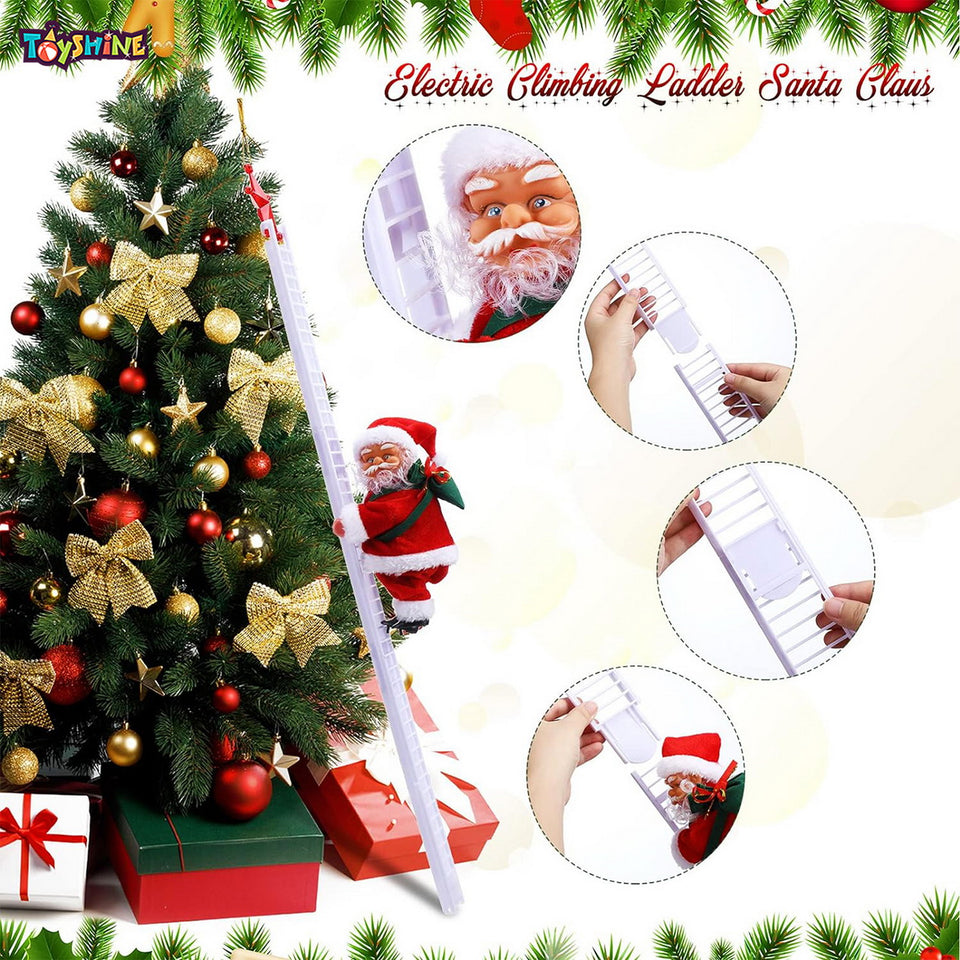 Sams Toy | Santa Climbing Ladder Christmas Decoration Electric Santa Claus Climbing Rope Ladder, Christmas Super Climbing Santa Toy for Christmas Tree Ornament | Ahmedabad