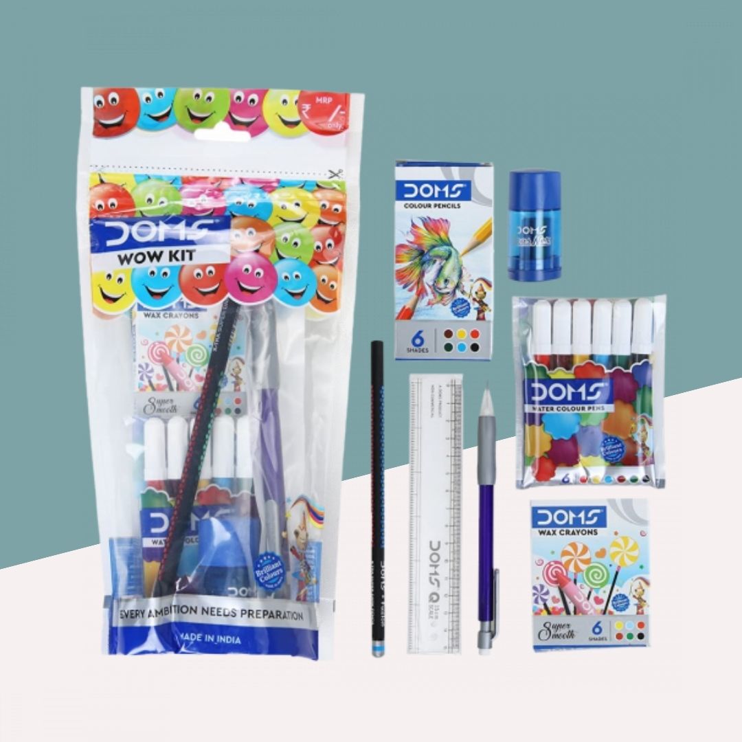 Doms wow Kit | Perfect Value Pack | Kit For School Essentials | Gifting Range For Kids | Combination of 7 Stationery Items | mrp ₹:49 | Sam's Toy World Ahmedabad