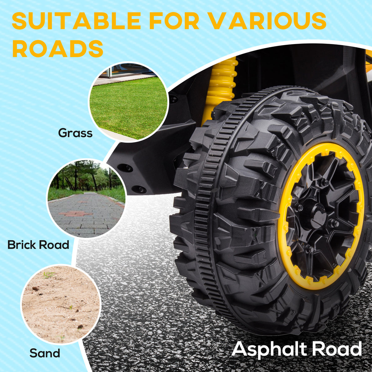 12V Kids ATV Quad Car with Forward & Backward Function, Four Wheeler for Kids with Wear-Resistant Wheels, Music, Electric Ride-on ATV for Toddlers Ages 3+ Years Old, Yellow
