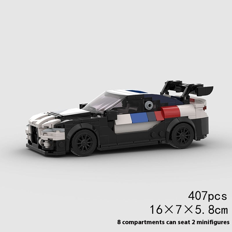 Black and white car toy BMW M4 at Sam's Toy World Ahmedabad, detailed design with eight compartments