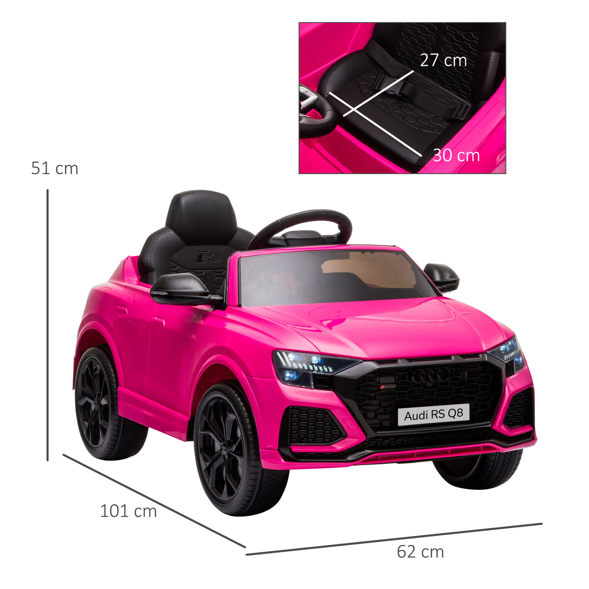 Audi RS Q8 6V Kids Electric Ride On Car Toy W/ Remote USB MP3 Bluetooth Pink