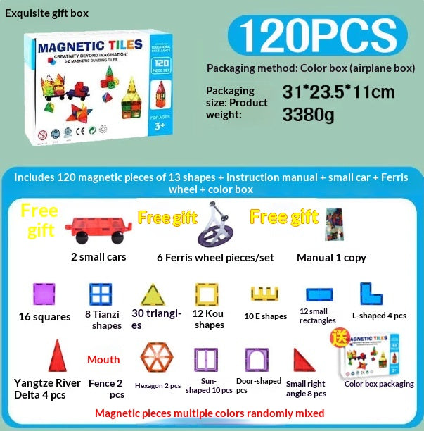 Magnetic Tiles Kids Toys STEM Magnet Blocks Building Montess