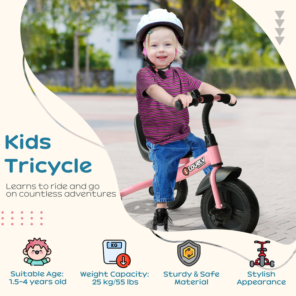 Kids Trike Toddler Tricycle Children Ride On 3 Wheels Bike For 1.5 - 4 Years Pink