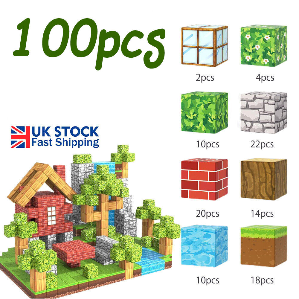 Set Minecraft Magnetic Building Blocks Children Kids Educational Toy Gifts