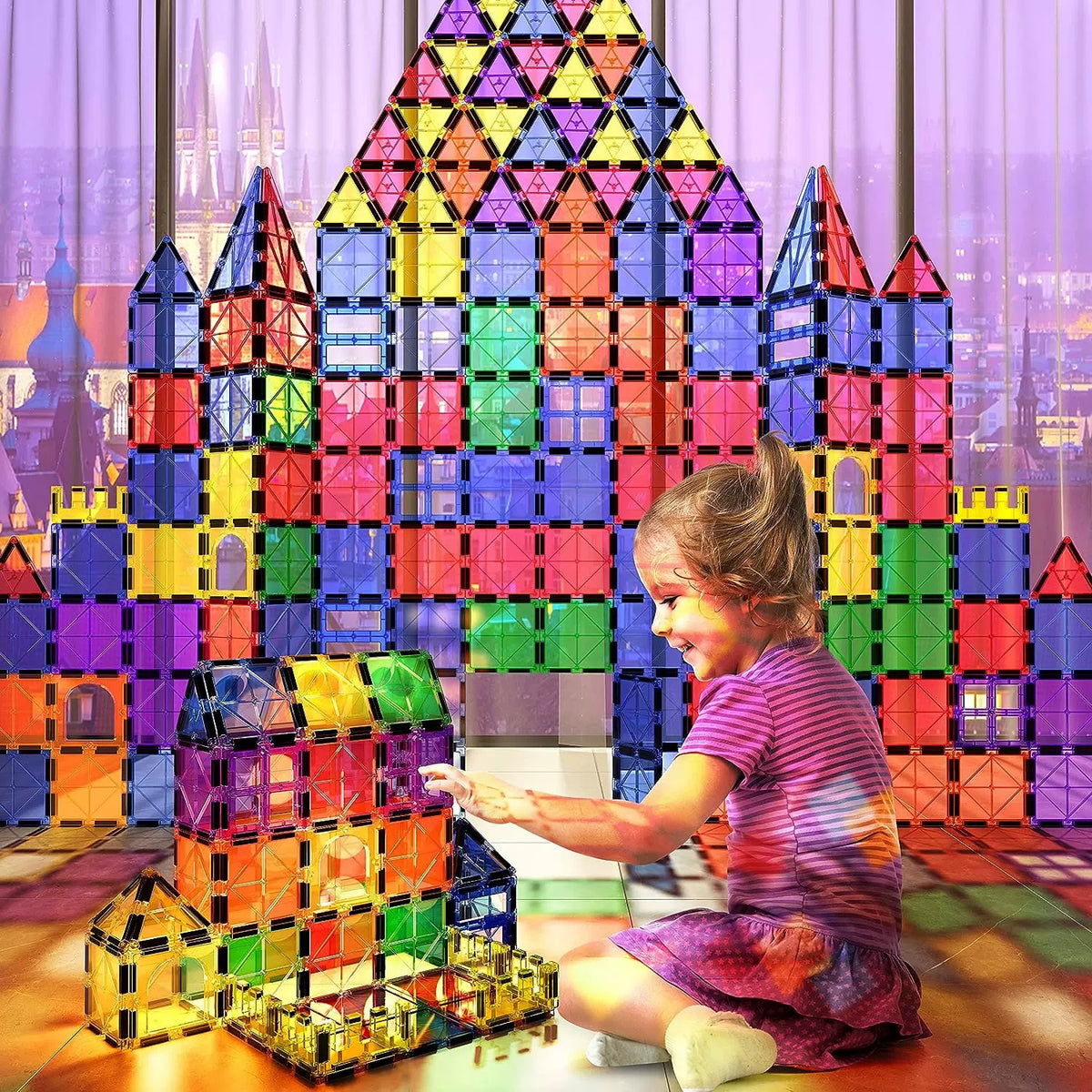 Magnetic Tiles Kids Toys STEM Magnet Blocks Building Montess