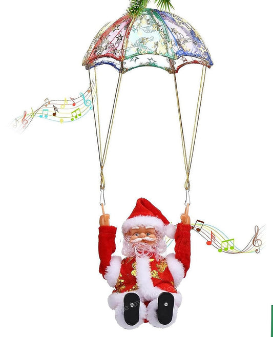 Parachute Santa Electric Cute Cartoon Hanging Tumbling Santa Toys with Music Christmas Decorations for Home Party for Kids | Sams toy world Ahmedabad