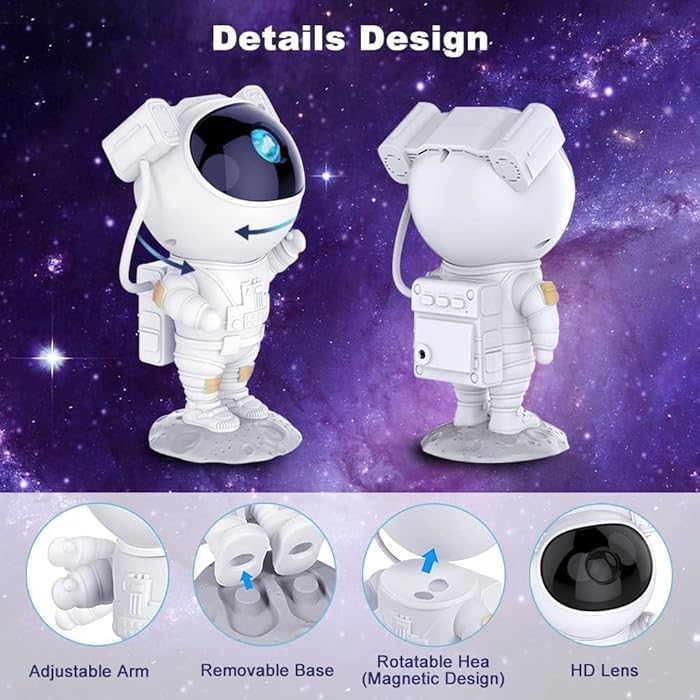 Sams Toy Star Projector Galaxy Night Light | Kids Room Decor Aesthetic | Adjustable Head Angle | Gift for Kids Adults Home Party Ceiling Decor Birthday Gift Astronaut