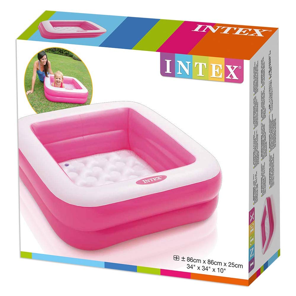 Intex inflatable square paddling pool 86x86x25 cm, random colors (pink or lime green) Sams Toy World Ahmedabad