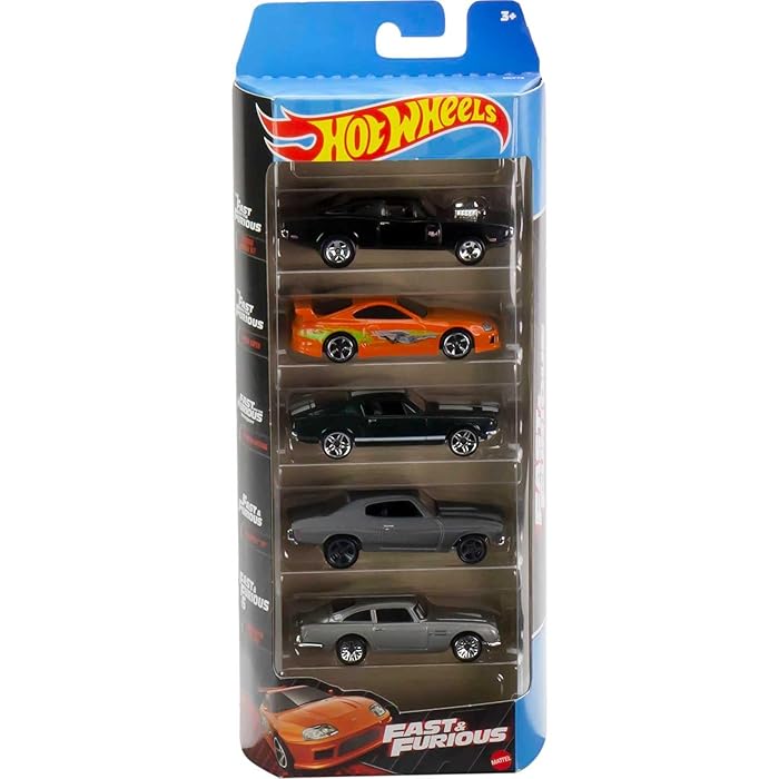 Hot Wheels Fast and Furious 5-Pack of Toy Cars in 1:64 Scale, Replicas from the Movie with Exclusive Decos