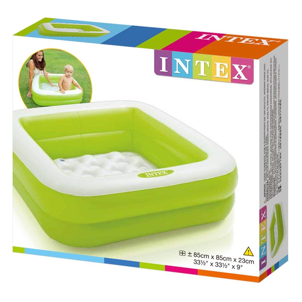 Intex inflatable square paddling pool 86x86x25 cm, random colors (pink or lime green) Sams Toy World Ahmedabad