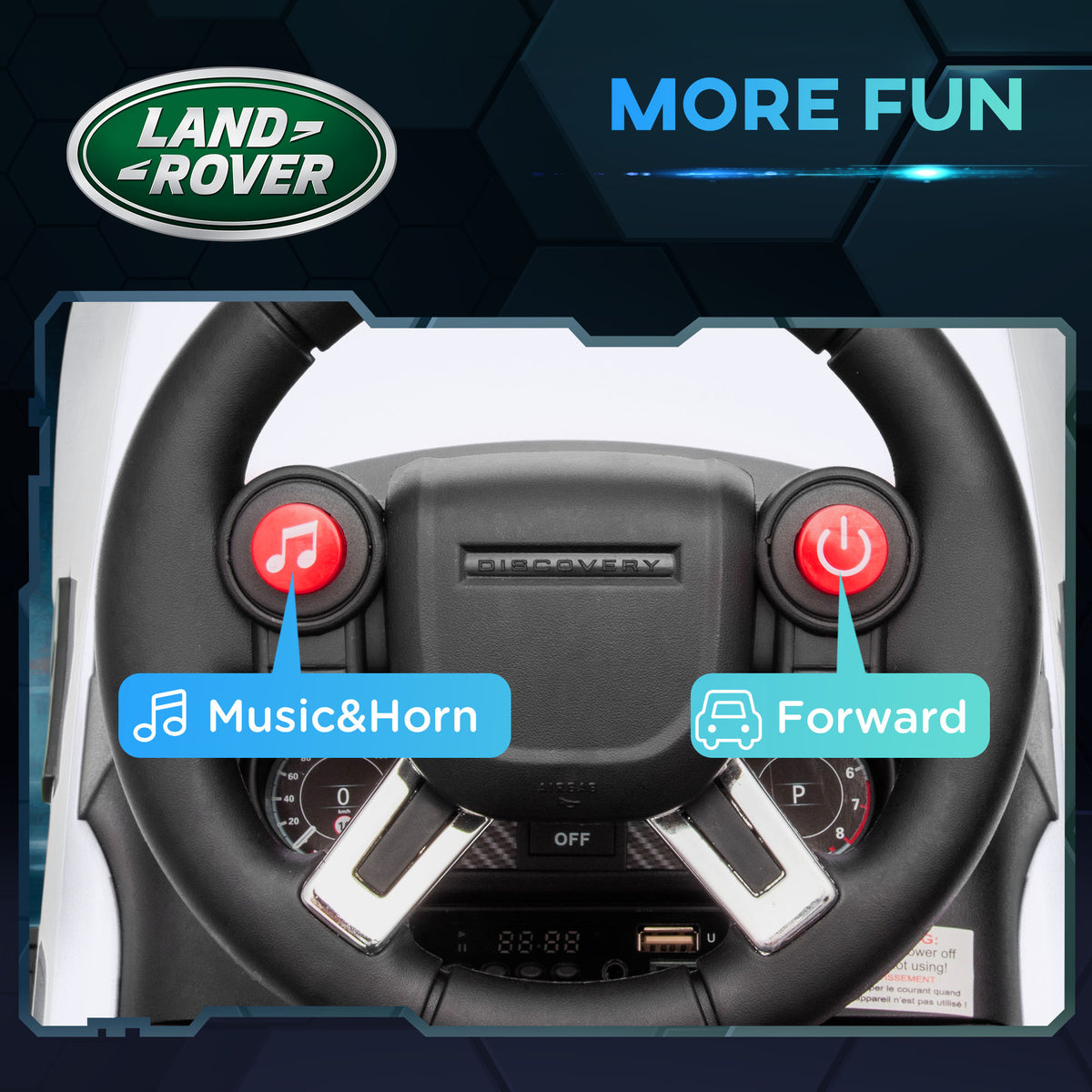 2 in 1 Land Rover Licensed 6V Ride on Car Sliding Car Battery Powered Electric Car w/ Headlights Music Horn, White