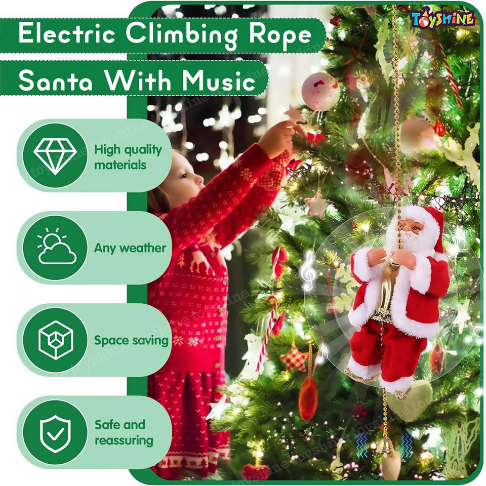 Climbing Santa claus with Music, Christmas Tree Pendant Ornament Novelty Climbing on Rope, X Mas Decoration | Sams Toy World Ahmedabad