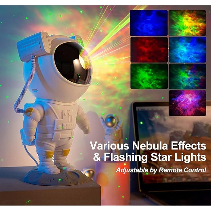 Sams Toy Star Projector Galaxy Night Light | Kids Room Decor Aesthetic | Adjustable Head Angle | Gift for Kids Adults Home Party Ceiling Decor Birthday Gift Astronaut