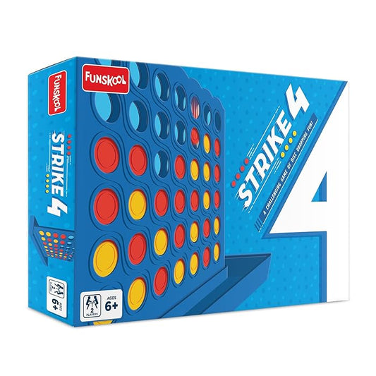 Funskool Games, Strike 4, Classic disc Dropping Game, 4 in a Row, Connect Game, Family Games, Strategy Board Games, Toys for Kids and Adults, 2 Players