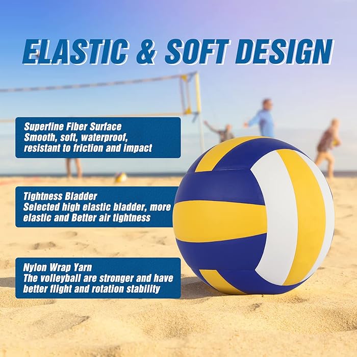 Outdoor Volleyball Official Size 5 Waterproof Soft Sand Volley Balls for Kids Girls Boys Beginners Adults Men Women Pool Beach Gym Game Training Competition Play Gift