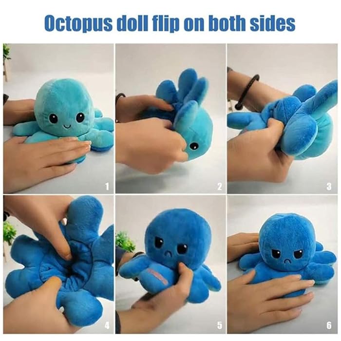 Double-Sided Flip Octopus Doll Soft Reversible Octopus Stuffed Animals Doll Cute Octopus Plush Toys | Sam's Toy World