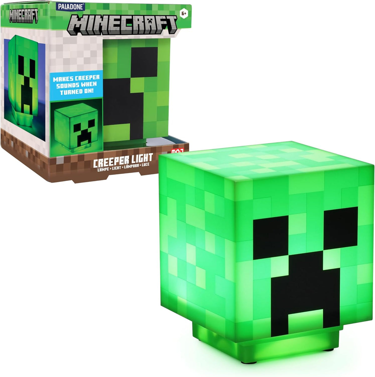 Sams Toy Paladone Minecraft Creeper Desk Light with Official Creeper Sounds, Handheld Night Light for Kids Room or Gamer Décor - Licensed Minecraft Gifts