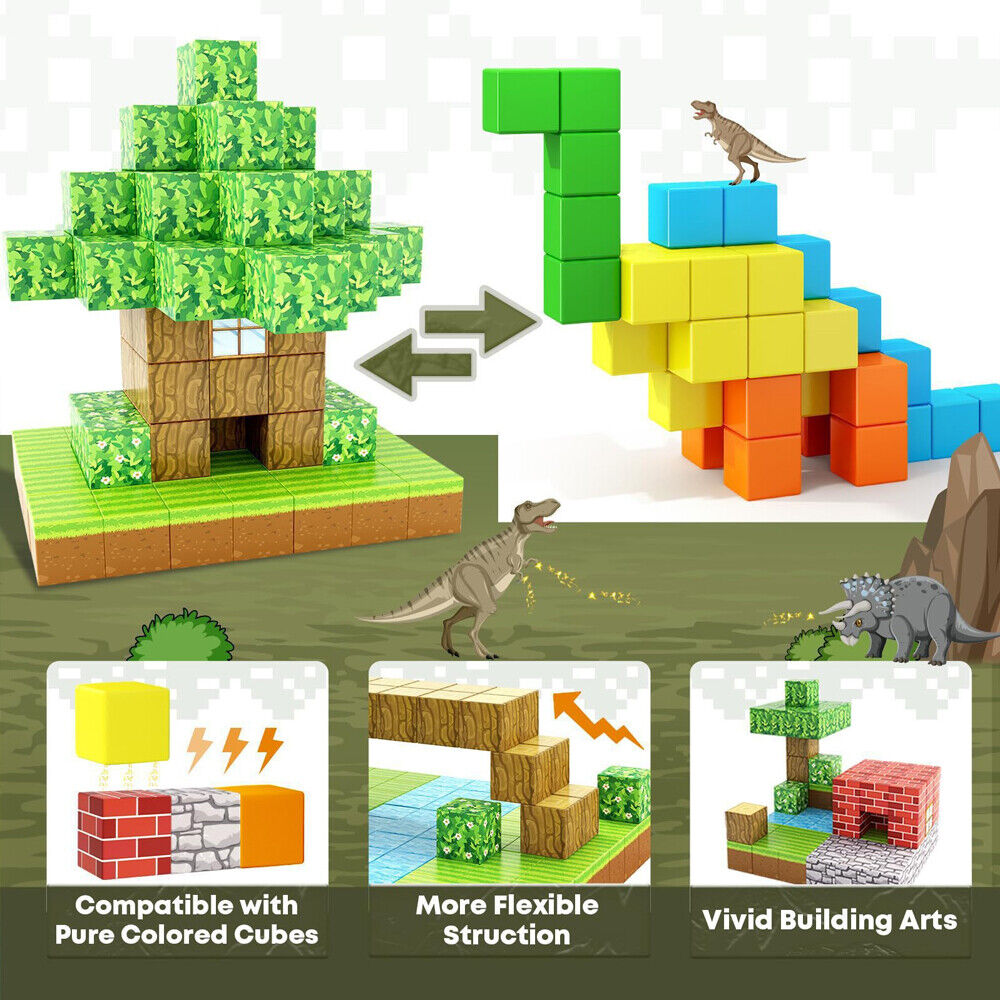 Set Minecraft Magnetic Building Blocks Children Kids Educational Toy Gifts