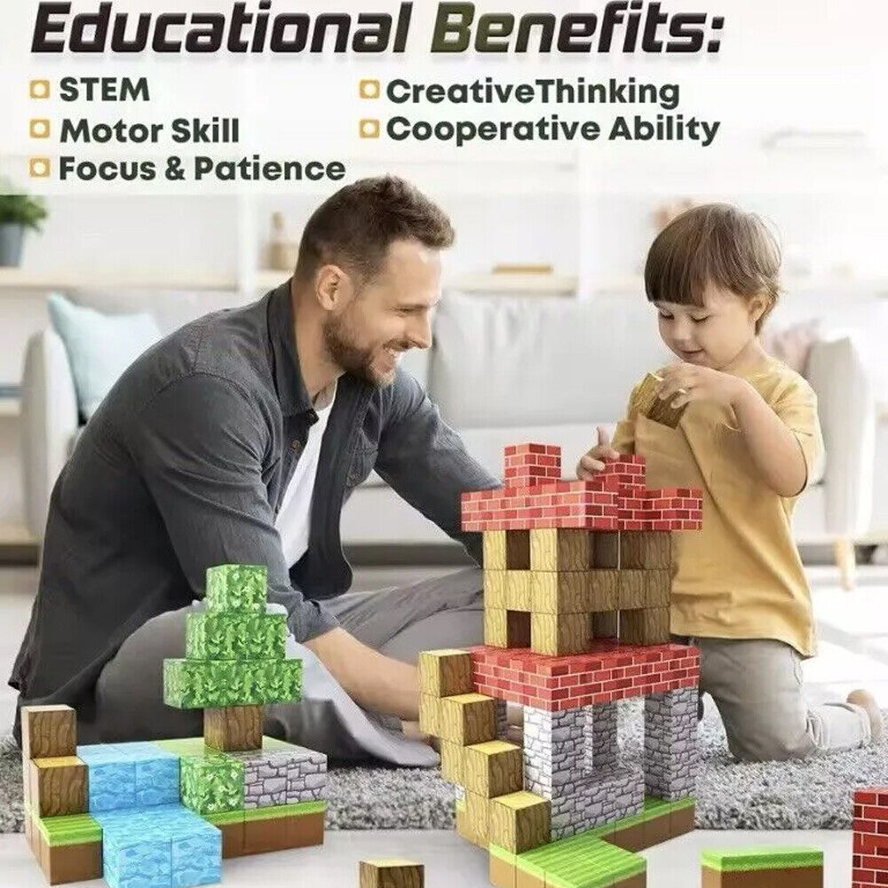 Set Minecraft Magnetic Building Blocks Children Kids Educational Toy Gifts
