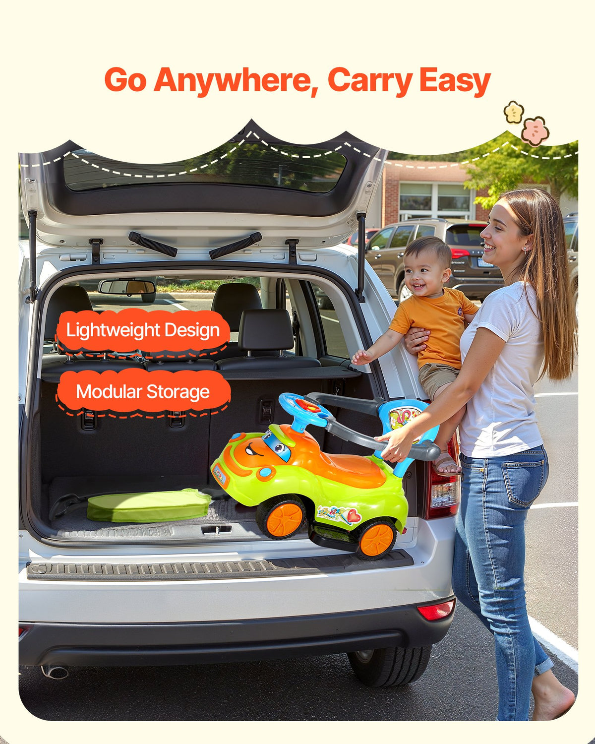 Ride On Push Car, Push Car For Toddler 19 To 36 Months, Around Buggy With Guardrails, Handle & Under-seat Storage, 55 Lbs Load Capacity, Foot-to-Floor Walker For Boys Girls, Green
