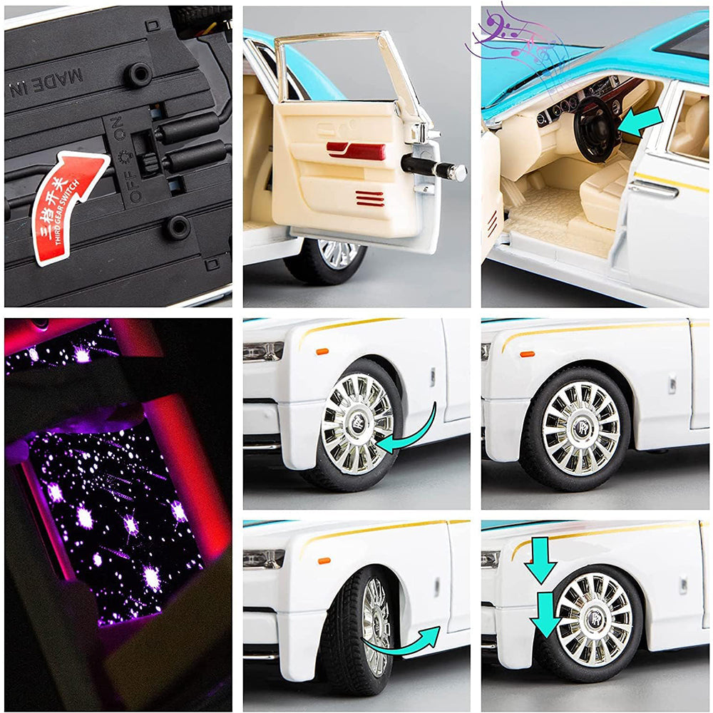 ROLLS ROYCE PHANTOM BIG SIZE 1:24 DIECAST SCALE MODEL METAL PULL BACK WITH OPENABLE DOORS & LIGHT, MUSIC TOY VEHICLE FOR KIDS [SIZE:-22CM